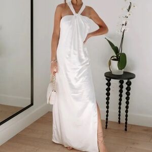 Endless Rose Dress Women’s X Small White Halter Satin Slip